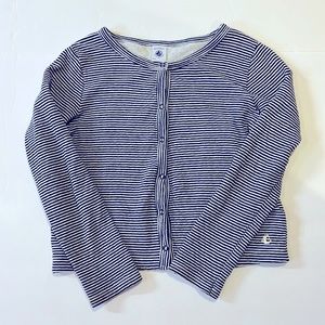 Petit Bateau 8yo 128cm comfy cotton cardigan navy/white stripe